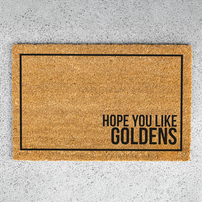 Hope You Like Goldens Funny Dog Welcome Doormat, Funny Entryway Mat, Durable Coir Design for Porch Decor, Dog Doormat