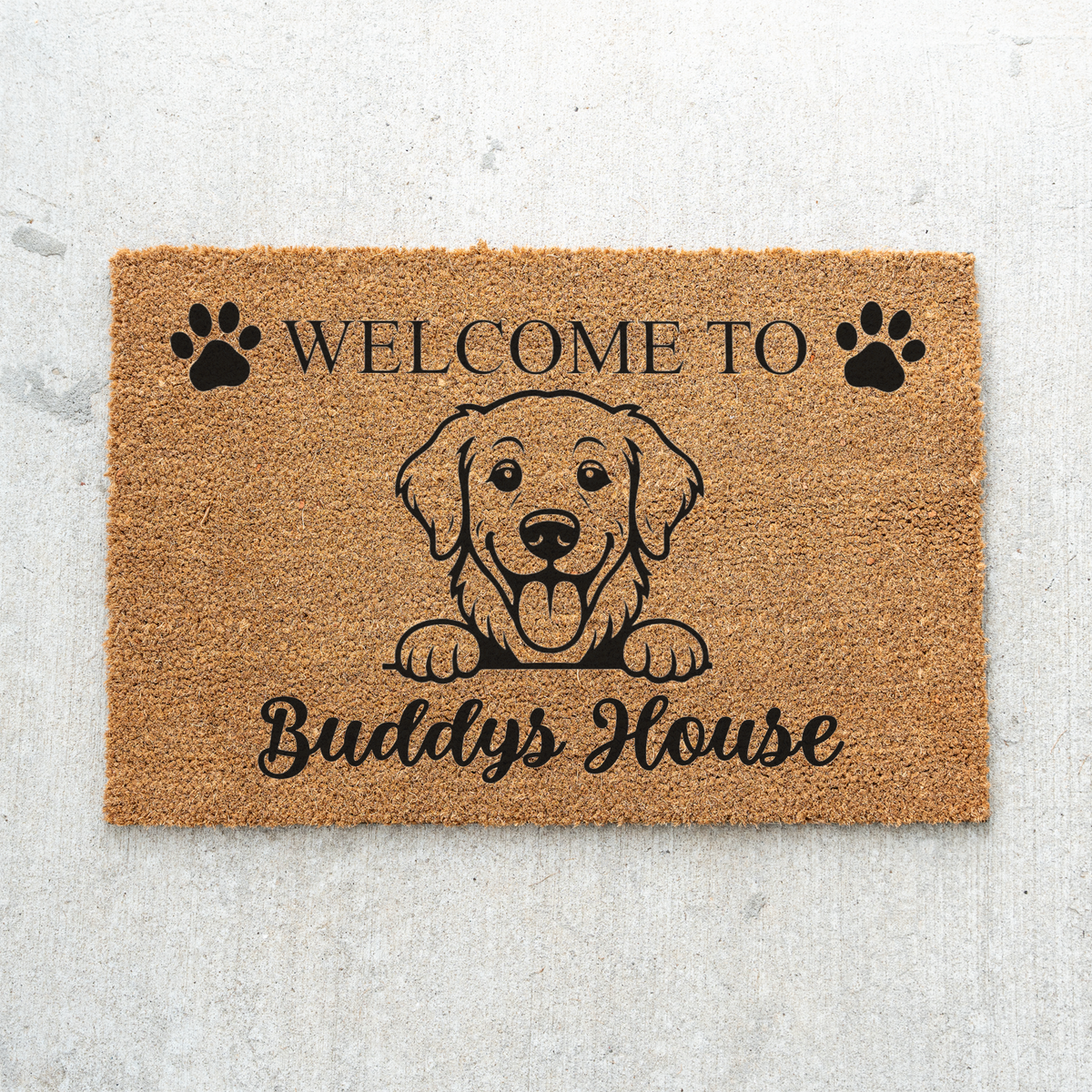 Personalized Dog Doormat, Custom Dog Name Welcome Mat, Welcome to Dogs House, Pet Lover Gift, Dog Owner Housewarming Front Door Decor