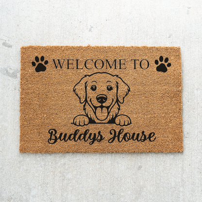 Personalized Dog Doormat, Custom Dog Name Welcome Mat, Welcome to Dogs House, Pet Lover Gift, Dog Owner Housewarming Front Door Decor