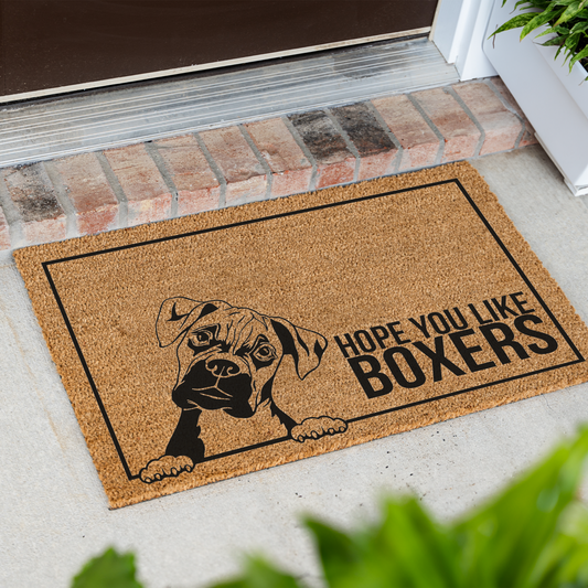 Hope You Like Boxers Funny Dog Doormat, Funny Dog Boxer Doormat, Durable Coir Mat for Entryway, Dog Door Mat