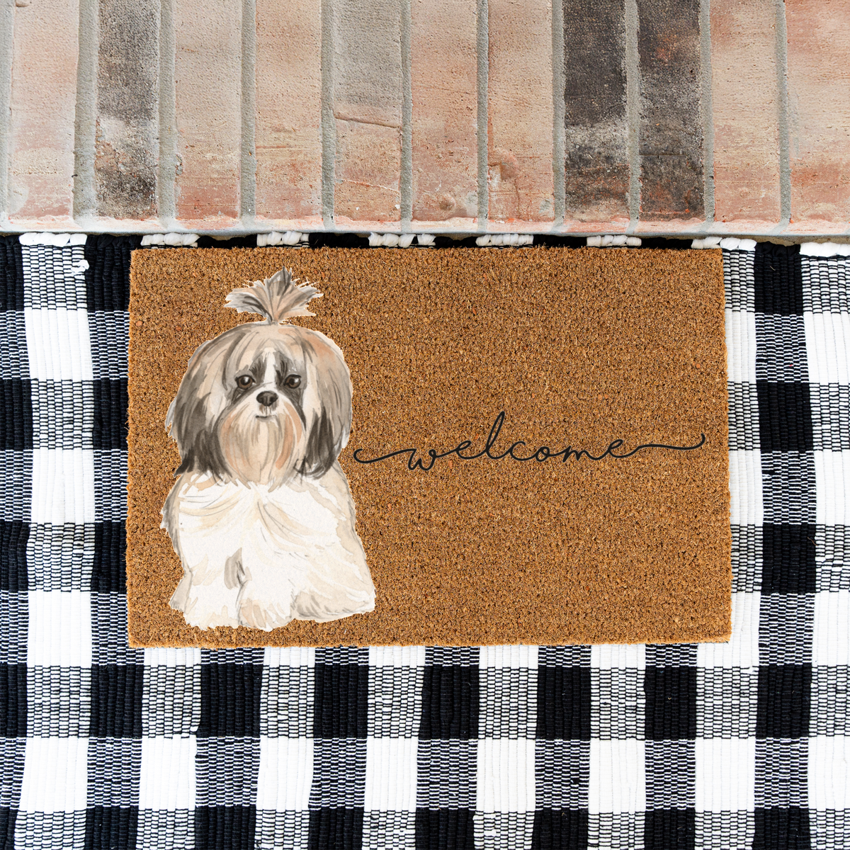 Watercolor Shih Tzu Welcome Mat
