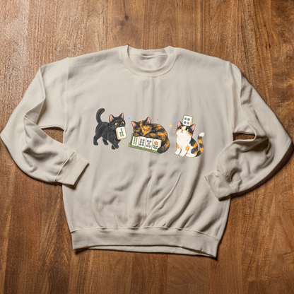 Mahjong Cat Sweatshirt, Funny Cat Lover Mahjong Crewneck, Mahjong Gift for Her, Cute Kitty Mah Jongg Shirt, Game Night Pullover