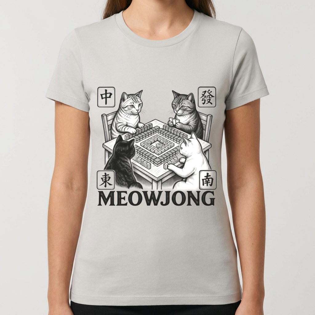 Meowjong Shirt, Funny Cat Mahjong T Shirt, Mahjong Cat Lover Gift, Cats Playing Mahjong Tee, Mah Jong Game Night Shirt for Women