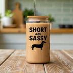 Short and Sassy Dachshund 16oz Glass Coffee Can 
