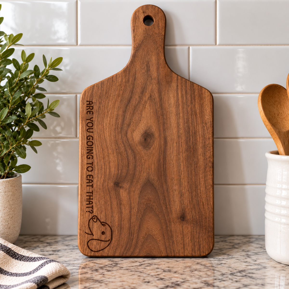 Are You Going To Eat That? Dog Customizable Paddle Cutting Board