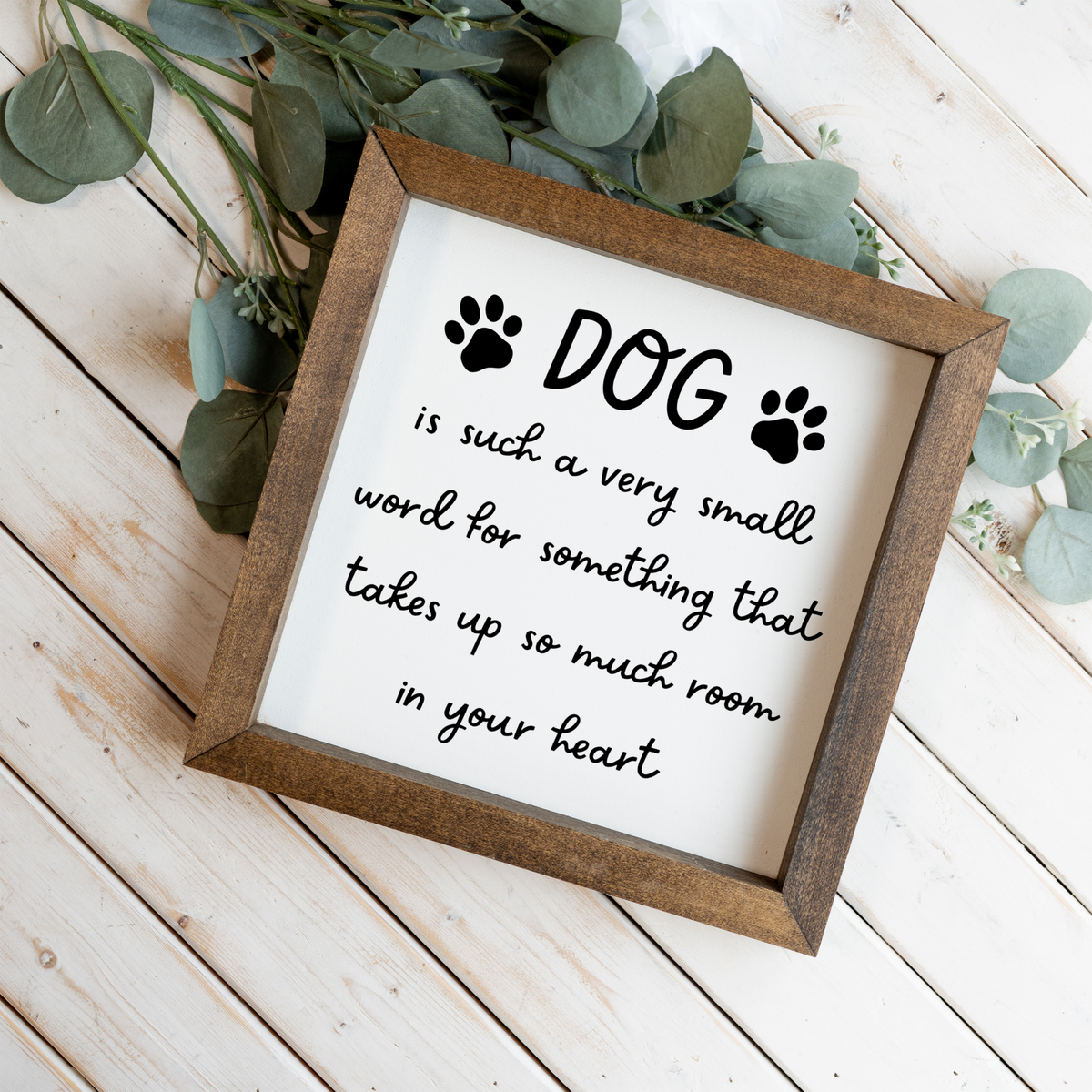 Dog Lover Sign, Dog Is Such a Small Word Sign, Dog Mom Gift, Dog Dad Gift, Pet Lover Wall Decor, Framed Dog Sign, Paw Print Home Decor