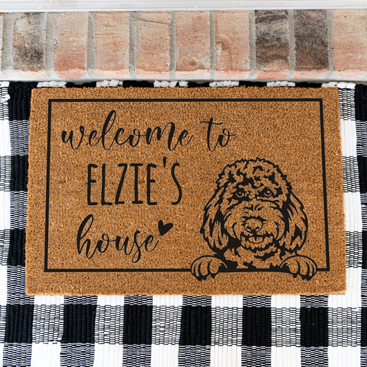 Personalized Doodle Welcome Doormat, Funny Welcome Mat, Outdoor Front Door Decor, Dog Doormat Funny, Custom Doormat