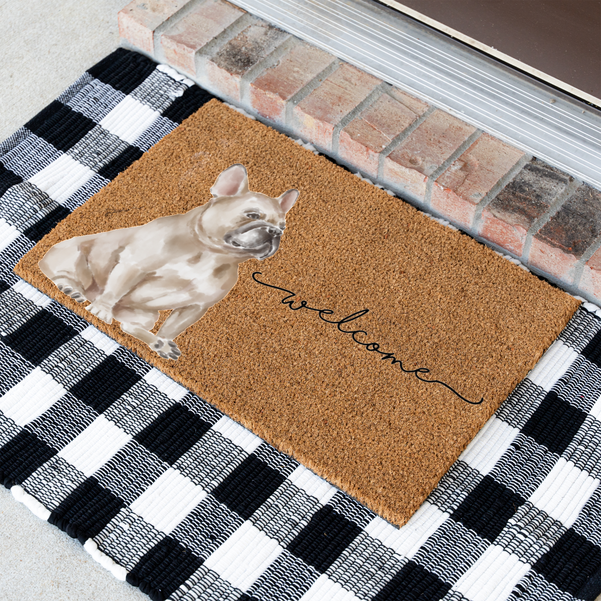 French Bulldog Doormat, Frenchie Welcome Mat, French Bulldog Lover Gift, Dog Front Door Mat, Frenchie Mom Gift, Cute Dog Porch Decor