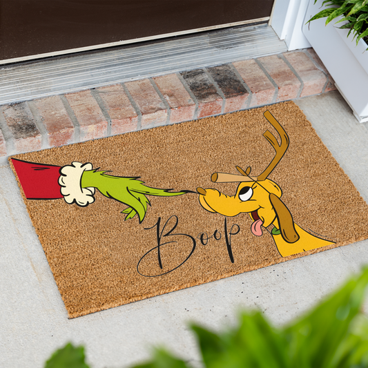Christmas Doormat, Funny Holiday Welcome Mat, Grinch Inspired Entryway Rug, Indoor Outdoor Decor