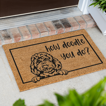 How Doodle You Do Welcome Dog Doormat, Durable Non-Slip Mat, Perfect for Entryways and Porches, Dog Door Mat Funny
