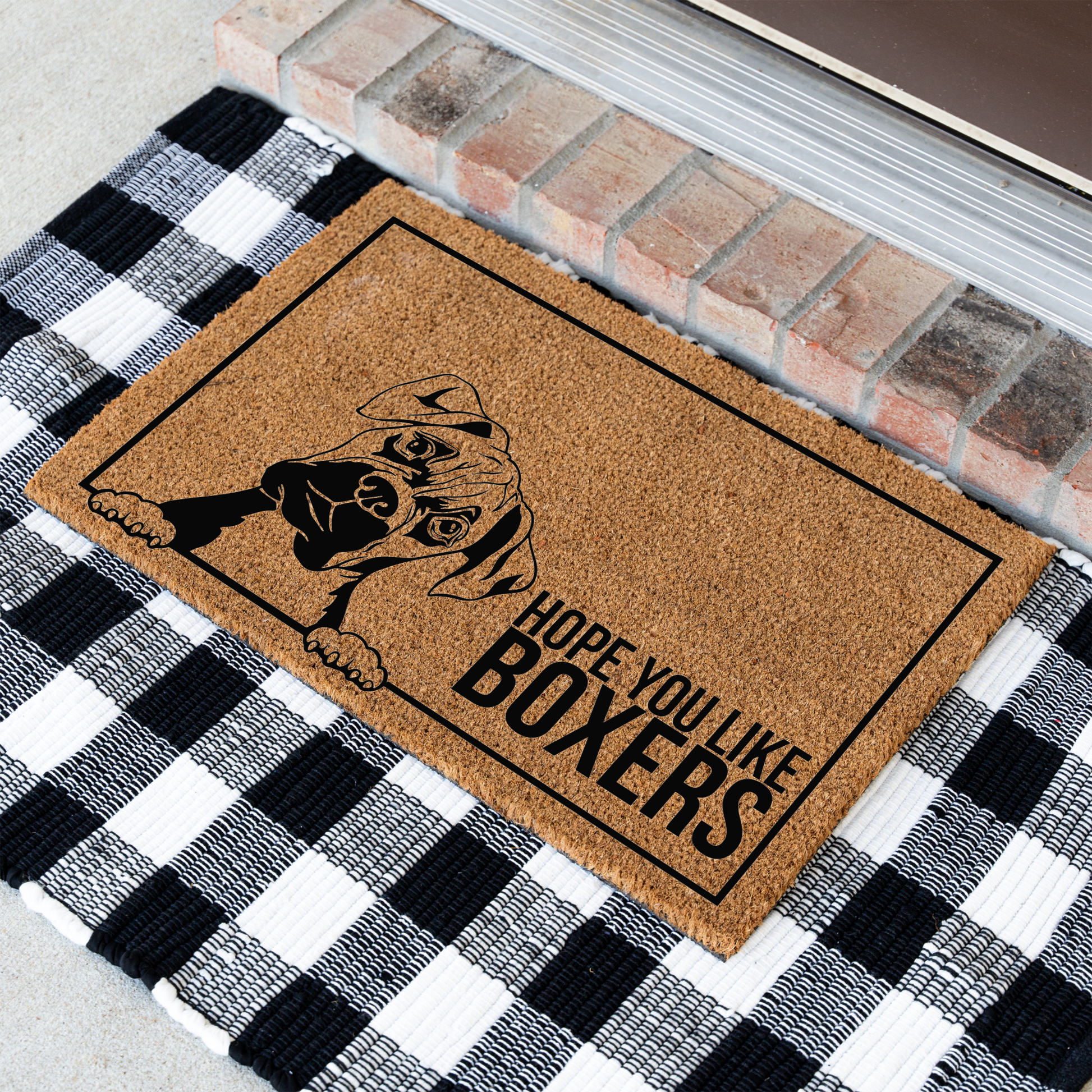Hope You Like Boxers Funny Dog Doormat, Funny Dog Boxer Doormat, Durable Coir Mat for Entryway, Dog Door Mat