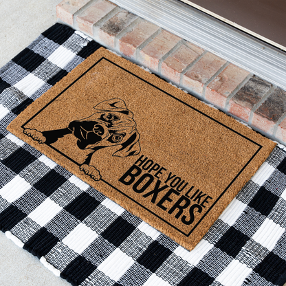 Hope You Like Boxers Funny Dog Doormat, Funny Dog Boxer Doormat, Durable Coir Mat for Entryway, Dog Door Mat