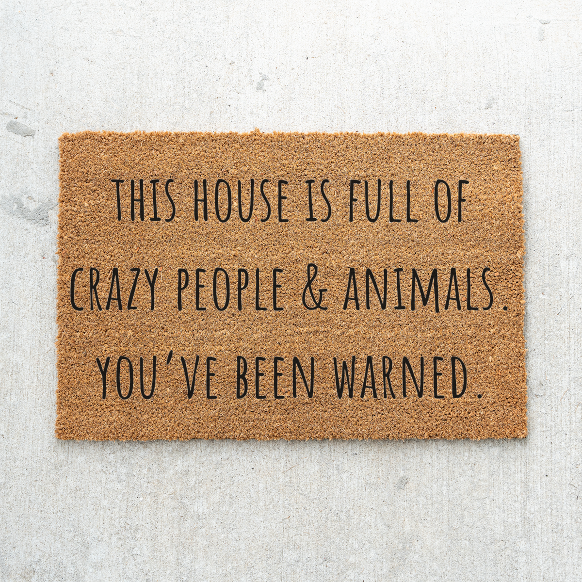 Funny Doormat, This House Is Full of Crazy People and Animals, You've Been Warned Welcome Mat, Pet Lover Gift, Housewarming Door Decor