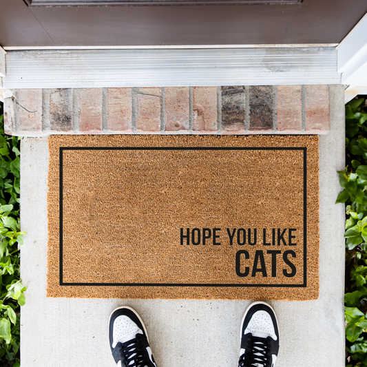 Hope You Like Cats Doormat, Funny Cat Welcome Mat, Cat Lover Gift, Cat Owner Door Mat, Minimalist Housewarming Gift, Front Door Cat Decor