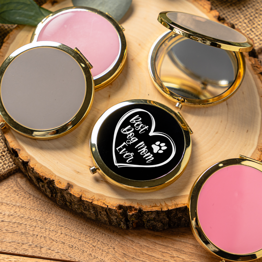 Best Dog Mom Ever Compact Mirror | Dog Mom Pocket Mirror | Funny Dog Lover Gift | Purse Makeup Mirror | Pet Mom Birthday Gift | Mother's Day