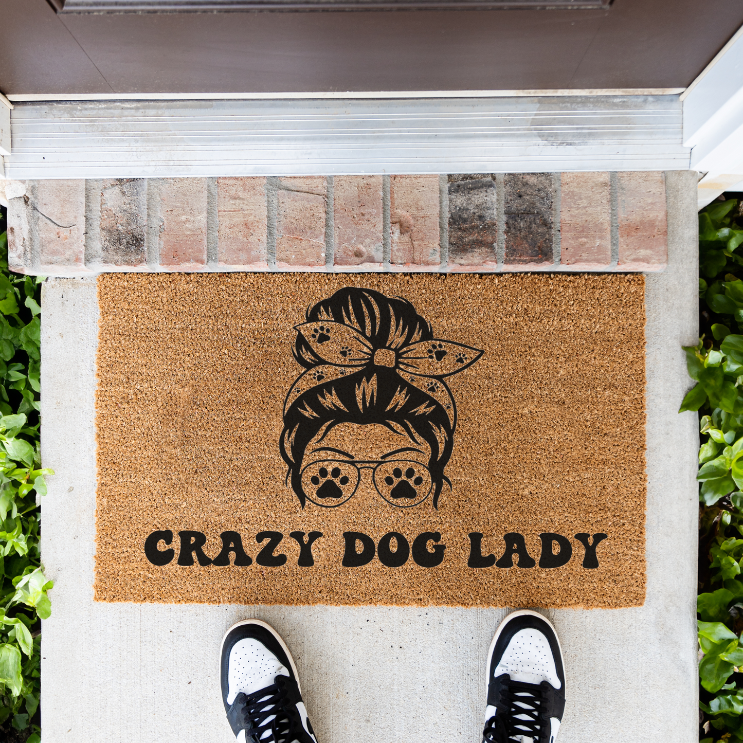 Crazy Dog Lady Doormat | Funny Dog Lover Welcome Mat | Dog Mom Front Door Mat | Pet Lover Housewarming Gift | Outdoor Entry Rug