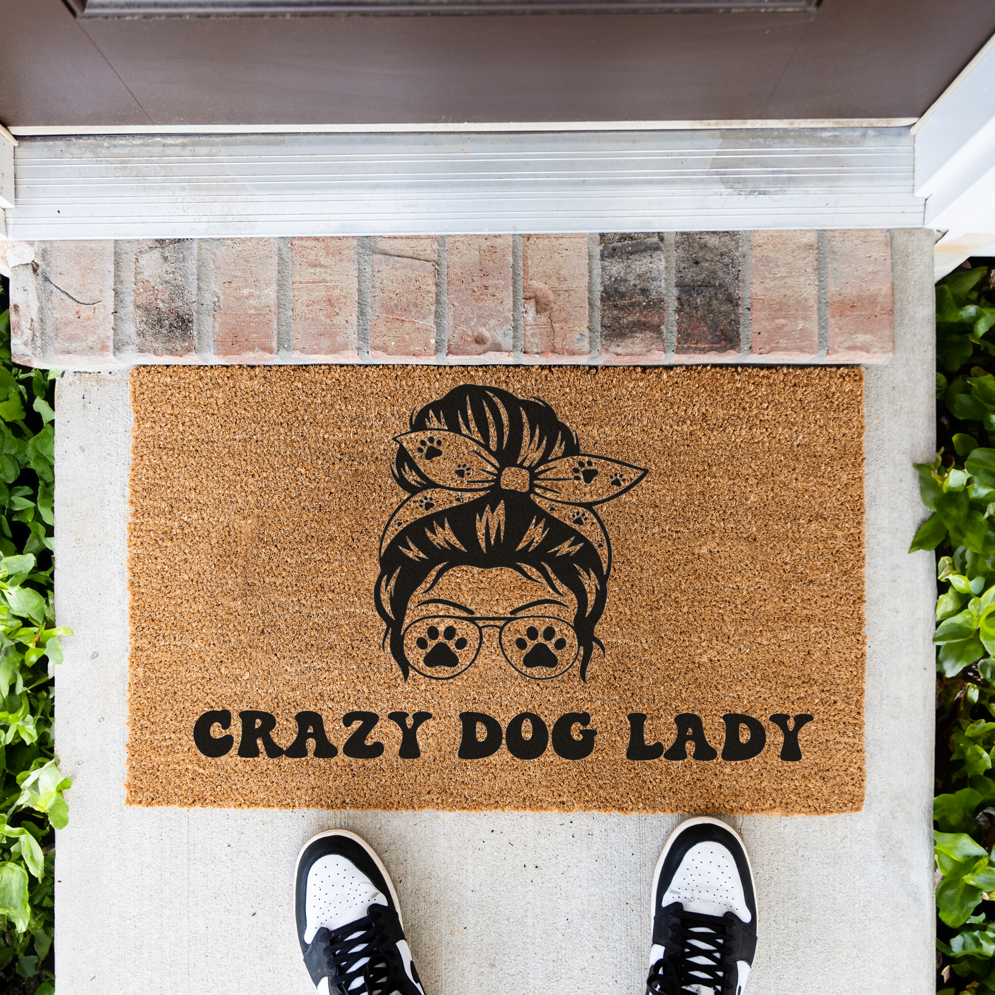 Crazy Dog Lady Doormat | Funny Dog Lover Welcome Mat | Dog Mom Front Door Mat | Pet Lover Housewarming Gift | Outdoor Entry Rug