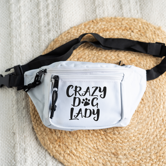 Crazy Dog Lady Fanny Pack | Funny Dog Lover Belt Bag | Hands-Free Crossbody Waist Bag | Dog Mom Gift | Pet Lover Travel Bag