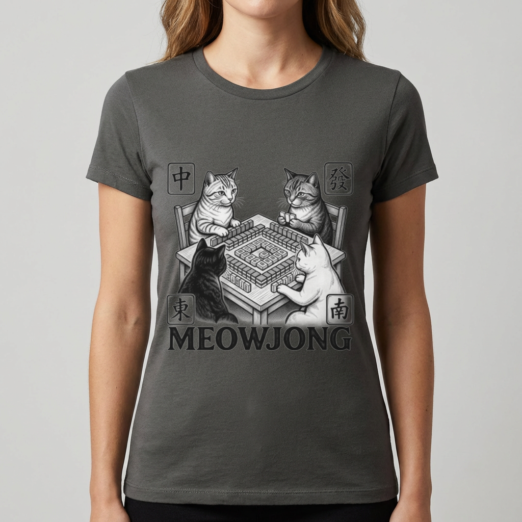 Meowjong Shirt, Funny Cat Mahjong T Shirt, Mahjong Cat Lover Gift, Cats Playing Mahjong Tee, Mah Jong Game Night Shirt for Women