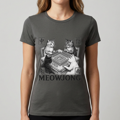 Meowjong Shirt, Funny Cat Mahjong T Shirt, Mahjong Cat Lover Gift, Cats Playing Mahjong Tee, Mah Jong Game Night Shirt for Women