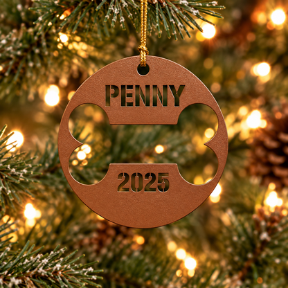 Custom Pet Tag Inspired Name and Year Christmas Ornament