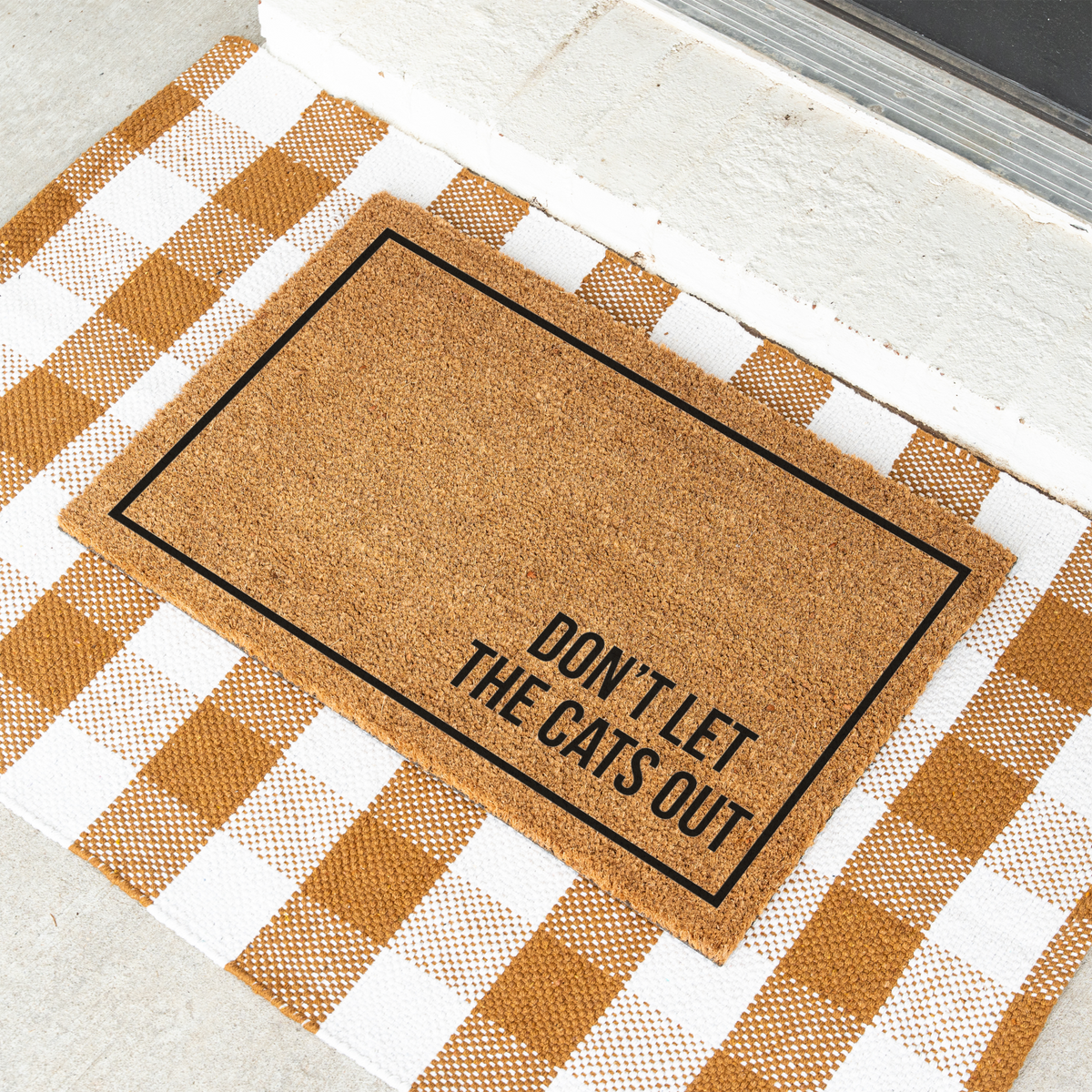 Don’t Let the Cats Out Doormat, Funny Cat Welcome Mat, Cat Lover Gift, Pet Owner Door Mat, Minimalist Housewarming Front Door Decor