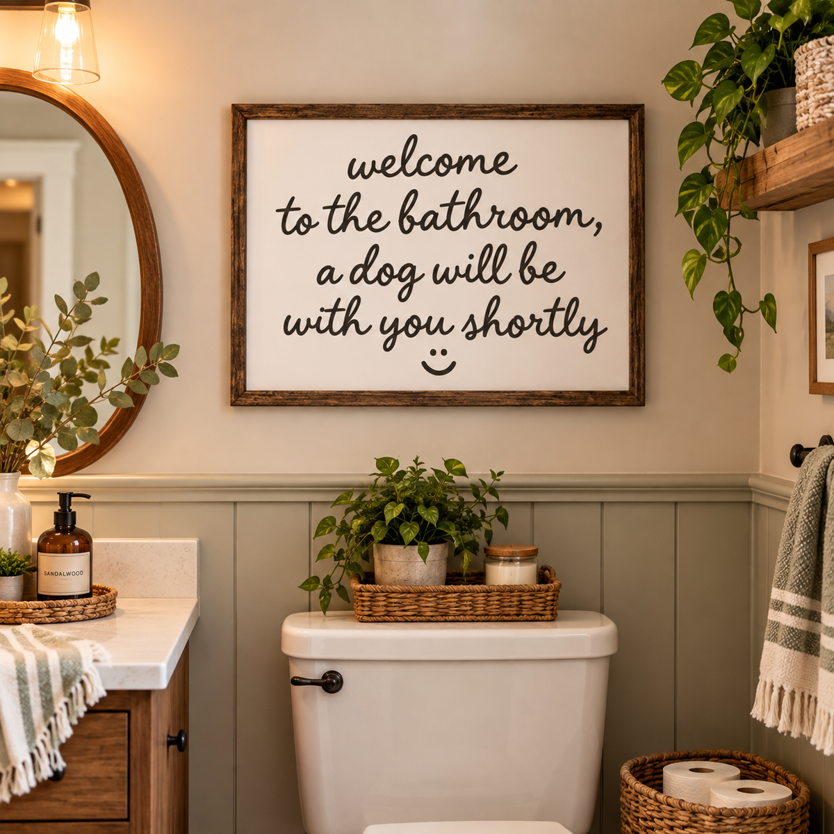 Welcome to the Bathroom Dog Wall Art