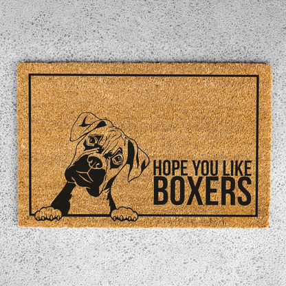 Hope You Like Boxers Funny Dog Doormat, Funny Dog Boxer Doormat, Durable Coir Mat for Entryway, Dog Door Mat