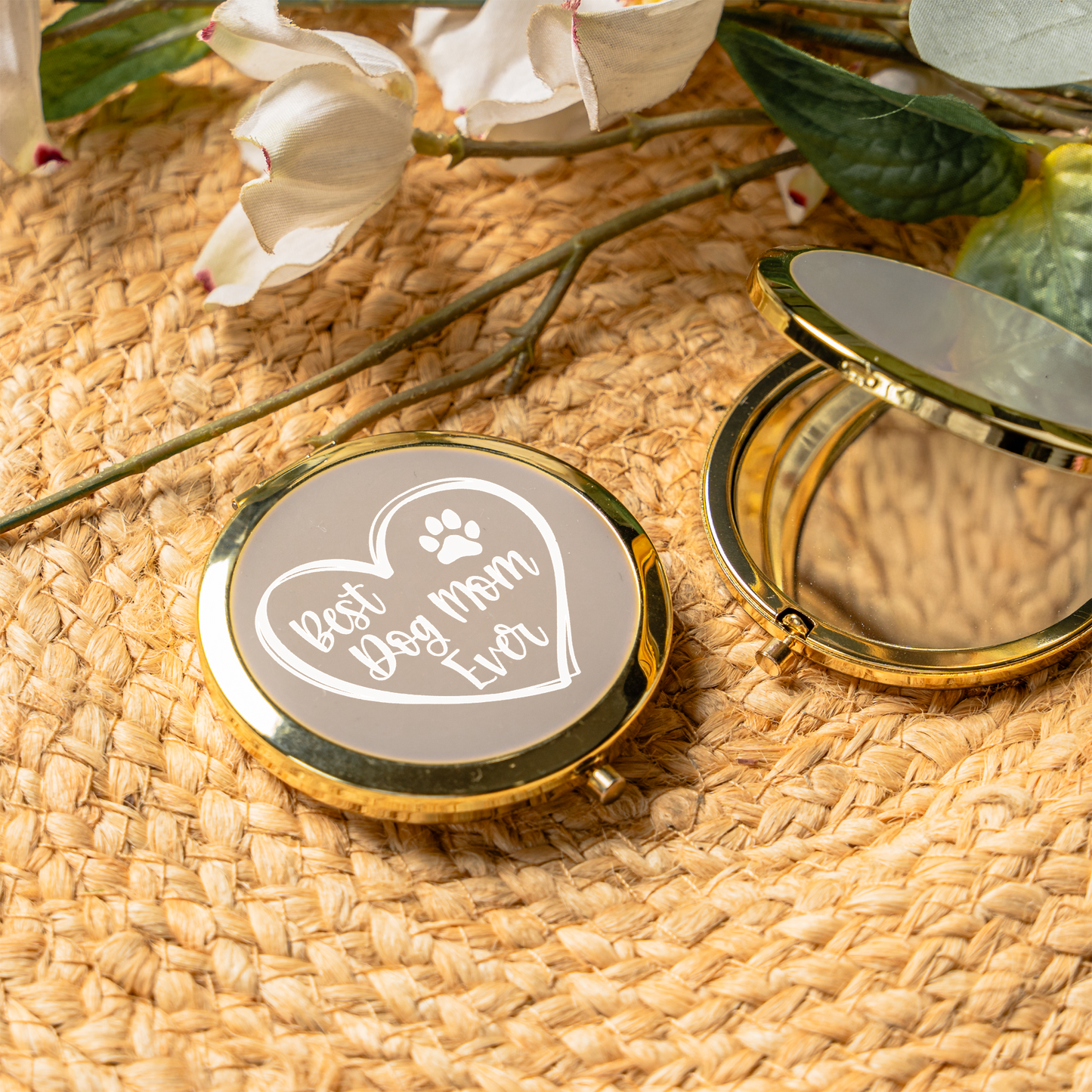 Best Dog Mom Ever Compact Mirror | Dog Mom Pocket Mirror | Funny Dog Lover Gift | Purse Makeup Mirror | Pet Mom Birthday Gift | Mother's Day
