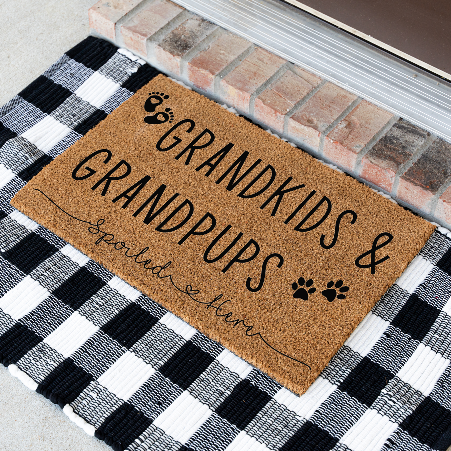 Grandkids and Grandpups Spoiled Here Doormat, Funny Doormat, Funny Welcome Mat, Durable Outdoor Rug for Entryway and Porch