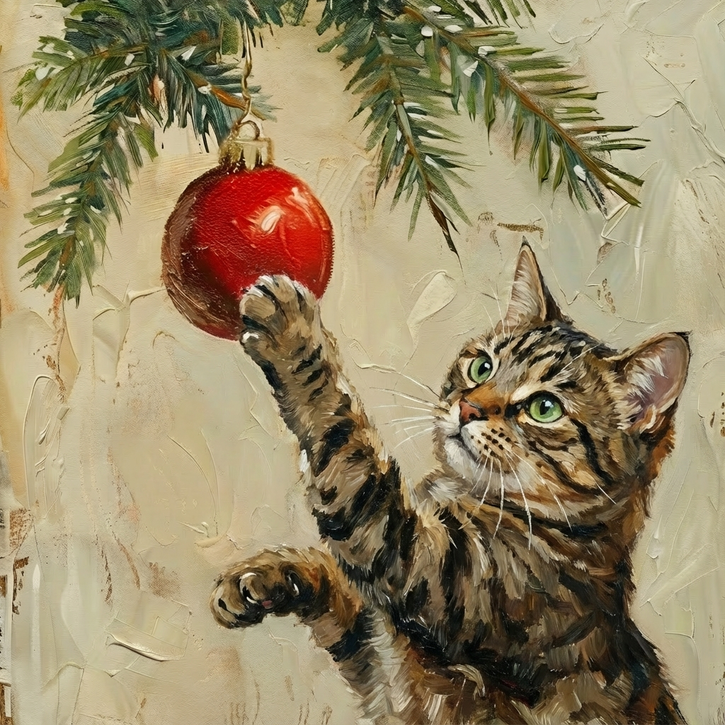 Christmas Cat Framed Wall Art