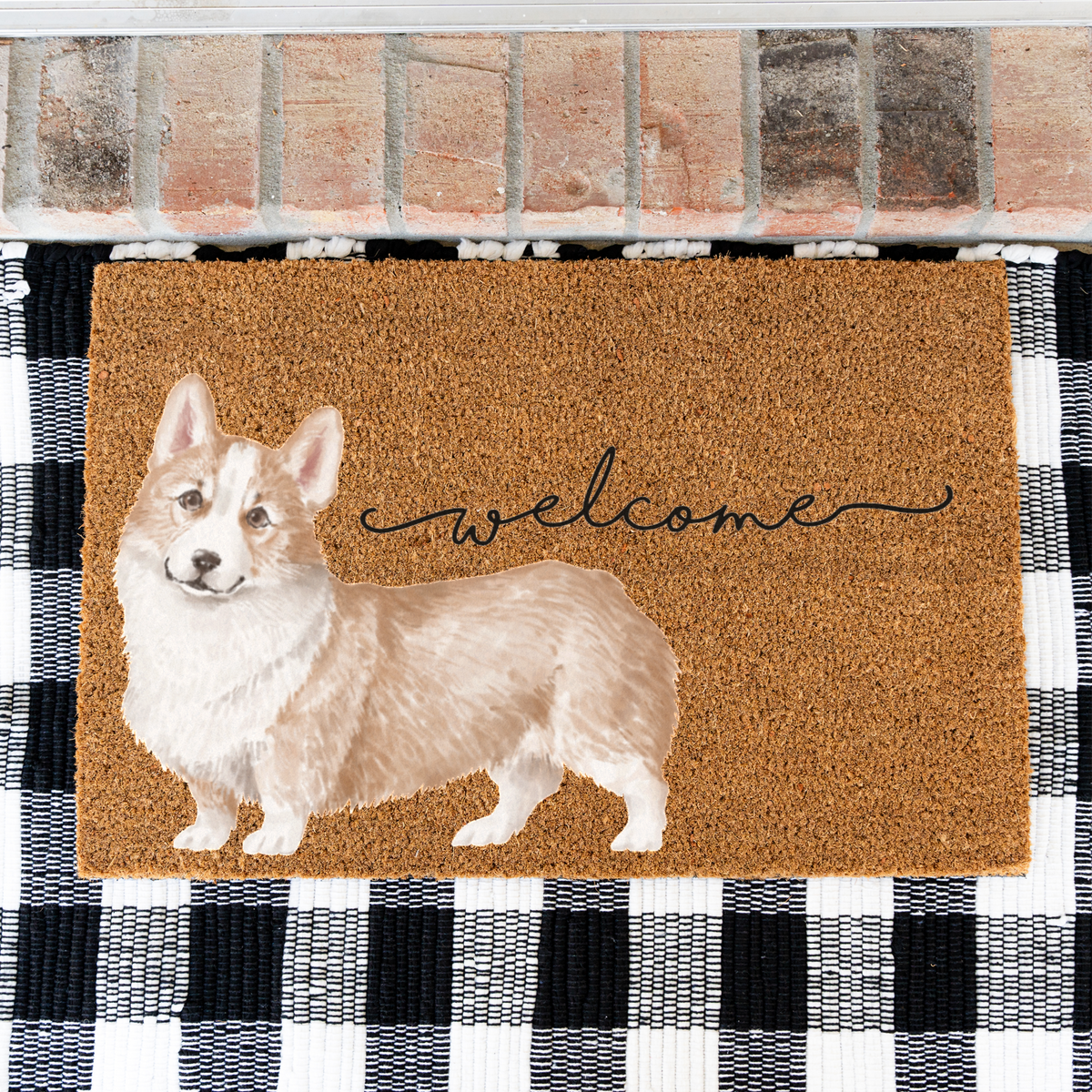 Corgi Doormat, Corgi Welcome Mat, Corgi Lover Gift, Dog Front Door Mat, Corgi Mom Gift, Watercolor Dog Porch Decor, Housewarming Gift
