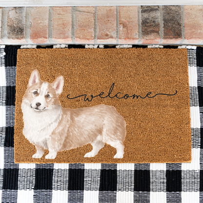 Corgi Doormat, Corgi Welcome Mat, Corgi Lover Gift, Dog Front Door Mat, Corgi Mom Gift, Watercolor Dog Porch Decor, Housewarming Gift