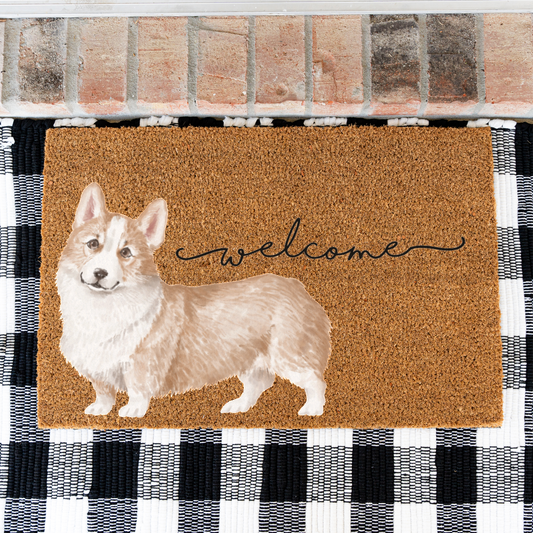 Corgi Doormat, Corgi Welcome Mat, Corgi Lover Gift, Dog Front Door Mat, Corgi Mom Gift, Watercolor Dog Porch Decor, Housewarming Gift