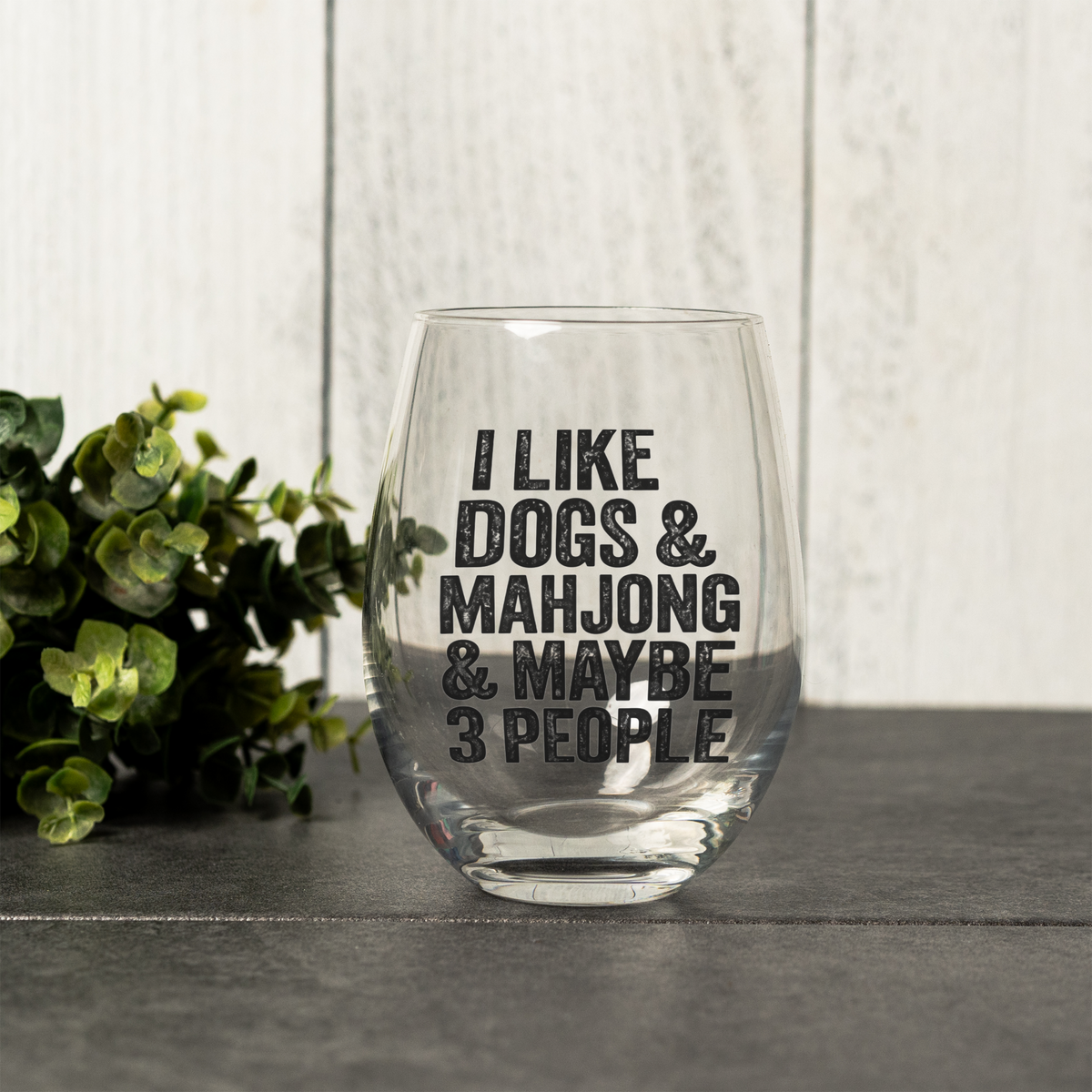 Funny Mahjong Wine Glass, I Like Dogs and Mahjong Glass, Mahjong Lover Gift, Dog Lover Gift, Game Night Glass, Funny Stemless Wine Glass