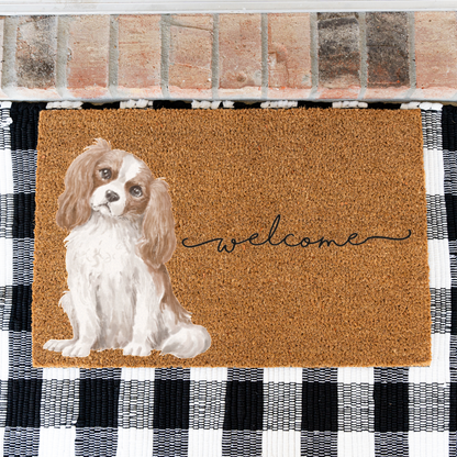 Cavalier King Charles Spaniel Doormat, Cavalier Welcome Mat, Dog Lover Gift, Cavalier Mom Gift, Cute Dog Porch Decor, Front Door Mat