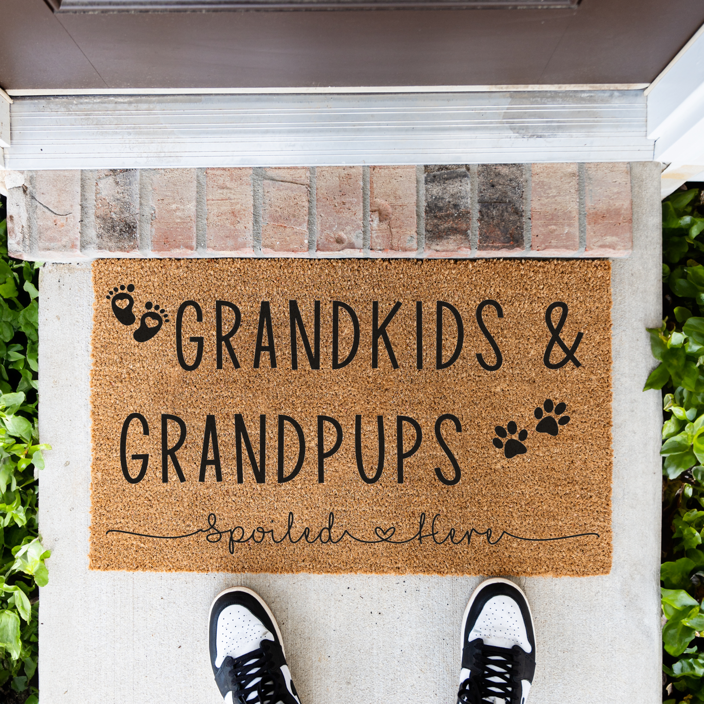 Grandkids and Grandpups Spoiled Here Doormat, Funny Doormat, Funny Welcome Mat, Durable Outdoor Rug for Entryway and Porch