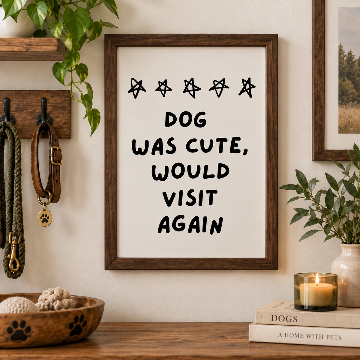 Dog Was Cute Would Visit Again Wooden Framed Sign