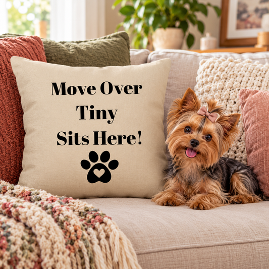Move Over Dog Sits Here Custom Pet Name Pillow