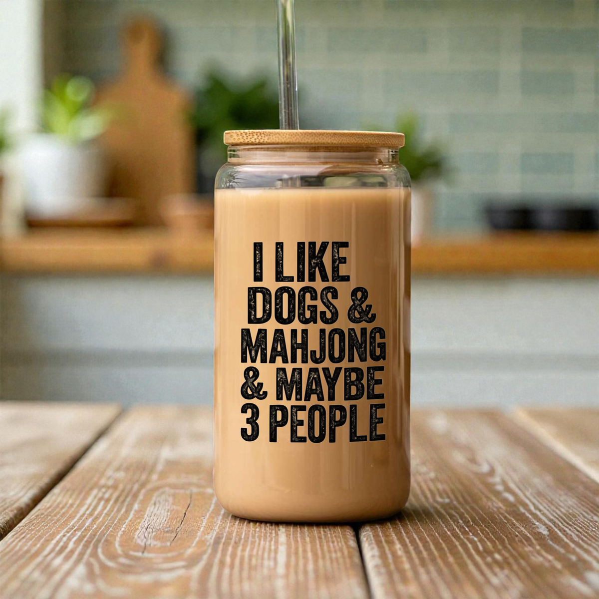 Mahjong Glass Can, I Like Dogs & Mahjong Cup, Funny Mahjong Gift, Dog Lover Iced Coffee Glass, Mahjong Player Gift, Game Night Tumbler