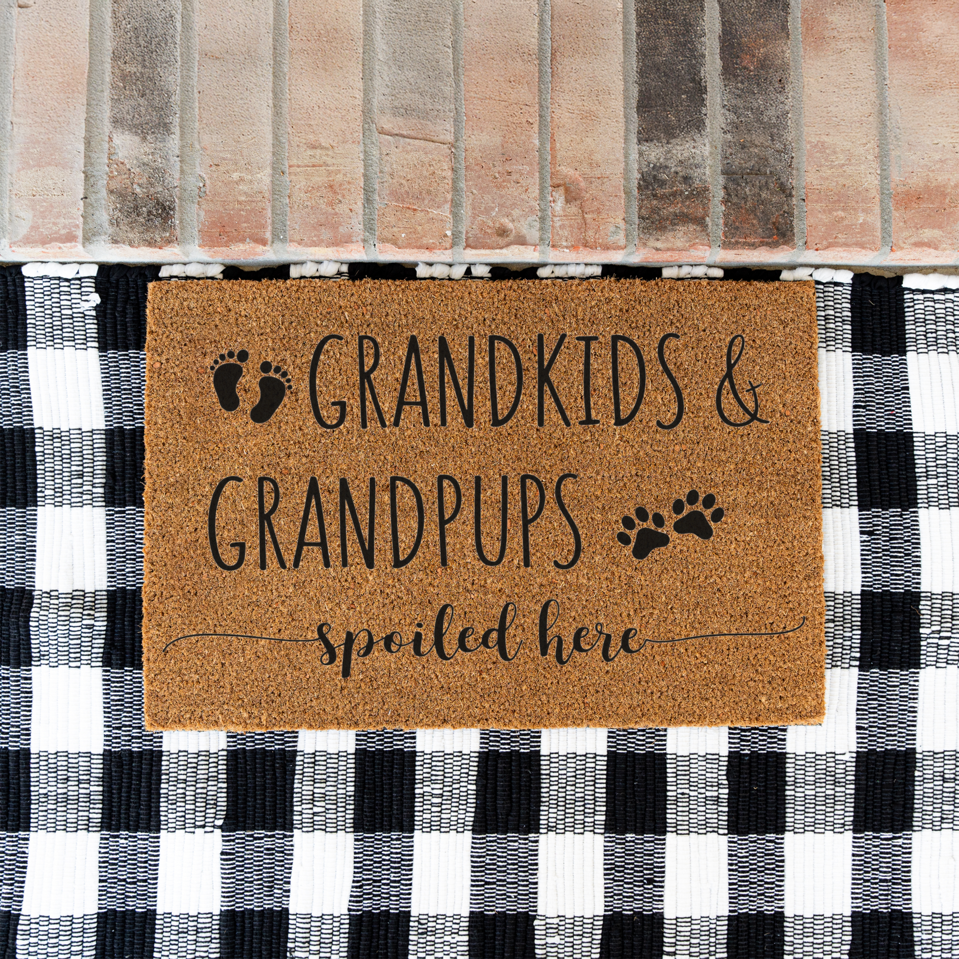 Grandkids Grandpups Spoiled Here Doormat, Perfect Gift for Pet Lovers and Grandparents, Dog Doormat