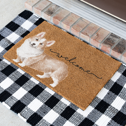 Corgi Doormat, Corgi Welcome Mat, Corgi Lover Gift, Dog Front Door Mat, Corgi Mom Gift, Watercolor Dog Porch Decor, Housewarming Gift