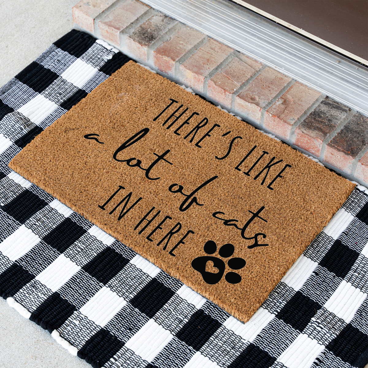 Funny Cat Doormat, There's Like a Lot of Cats in Here Welcome Mat, Cat Lover Gift, Paw Print Door Mat, Funny Pet Home Decor