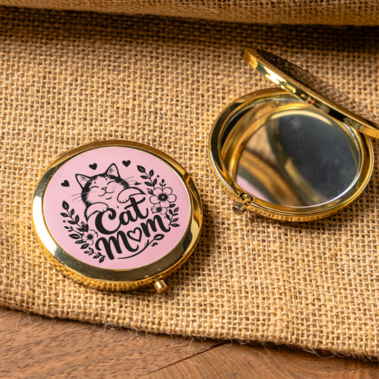 Floral Cat Mom Makeup Mirro