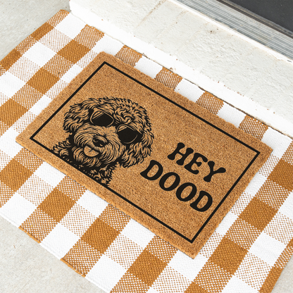 Hey Dood Funny Welcome Dog Doormat, Non-Slip Entrance Rug, Indoor Outdoor Mat, Home Decoration, Funny Dog Gift Decor Doormat