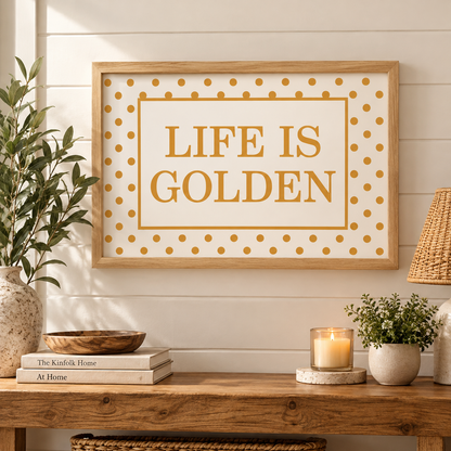 Life Is Golden Framed Golden Retriever Wall Art