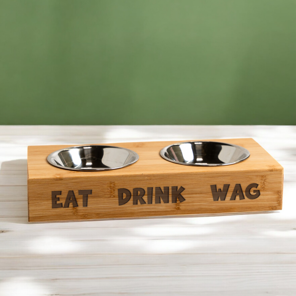 Eat, Drink, Wag Bamboo Pet Feeder