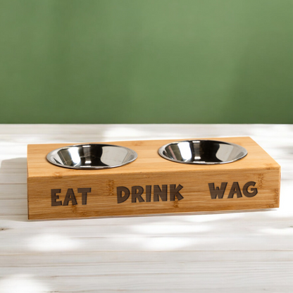 Eat, Drink, Wag Bamboo Pet Feeder