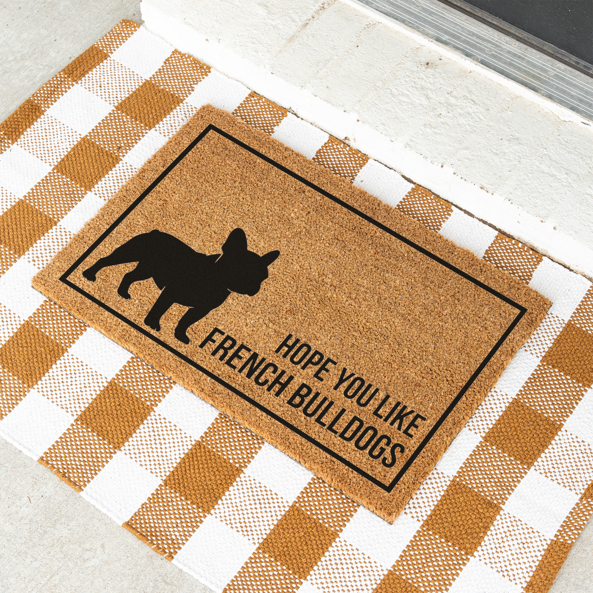 French Bulldog Doormat, Funny Frenchie Welcome Mat, Hope You Like French Bulldogs, French Bulldog Gift, Dog Lover Housewarming Gift, Porch Decor