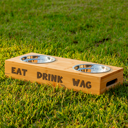 Eat, Drink, Wag Bamboo Pet Feeder